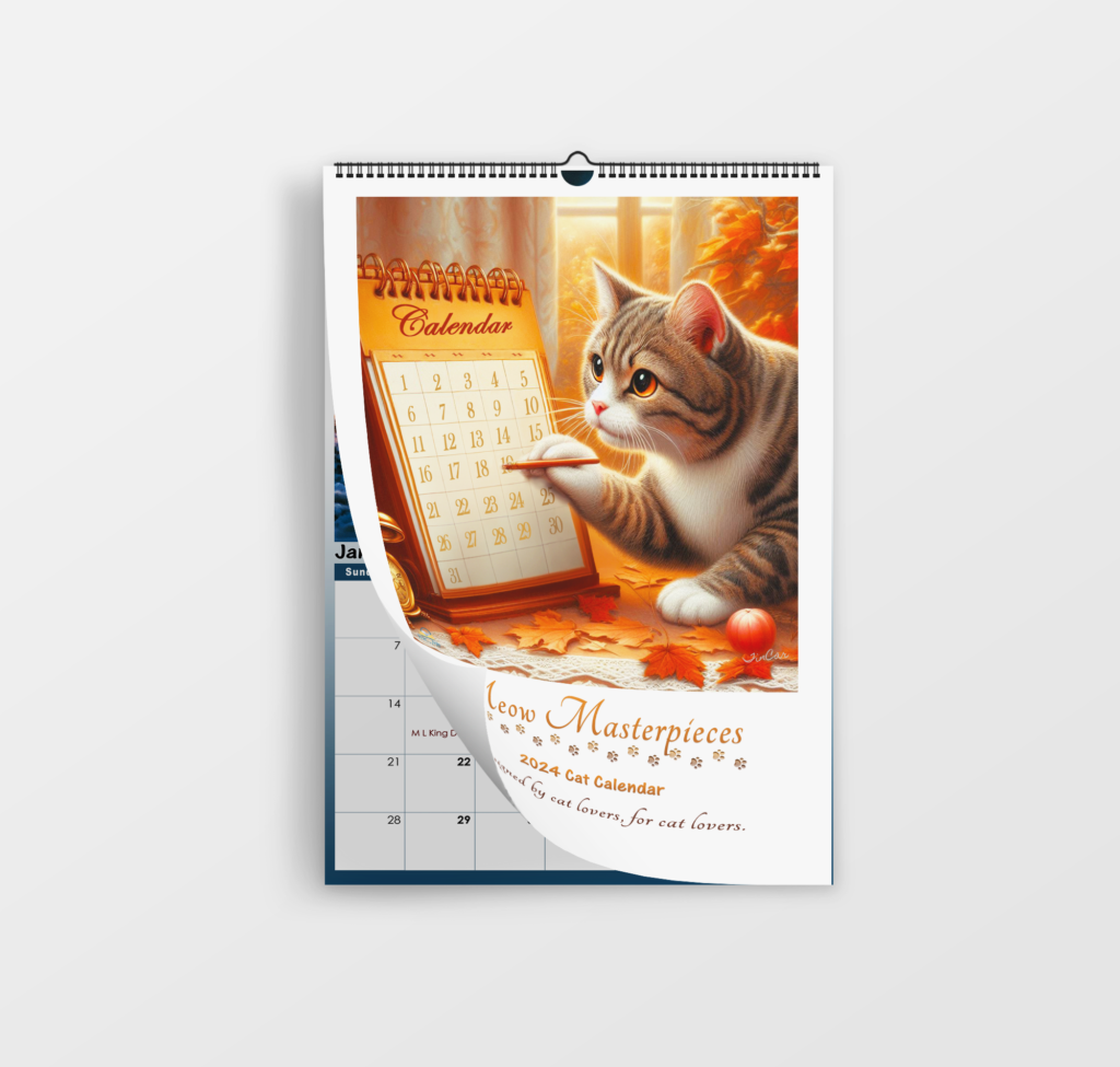 Meow Masterpiece Purrfectly Unique Wall Cat Calendar Ledger vertical