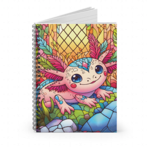 Stained Glass Axolotl Notebook - Spiral Notebook with Ruled Lines - Personal Journal, School Notebook, Writing Notebook